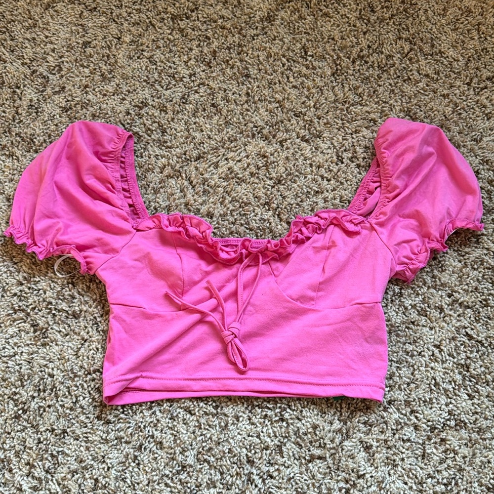 Shein pink ruffle top